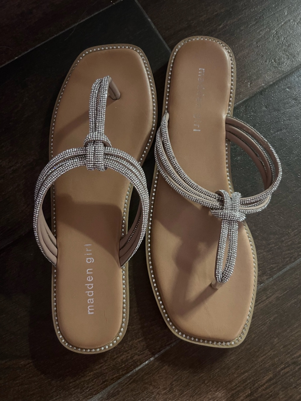 Madden Girl Tan Beaded Knot Sandals